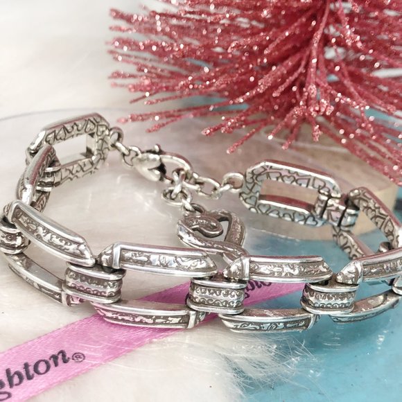 Brighton Open Rectangle Link Silver Heart Bracelet - Picture 7 of 8